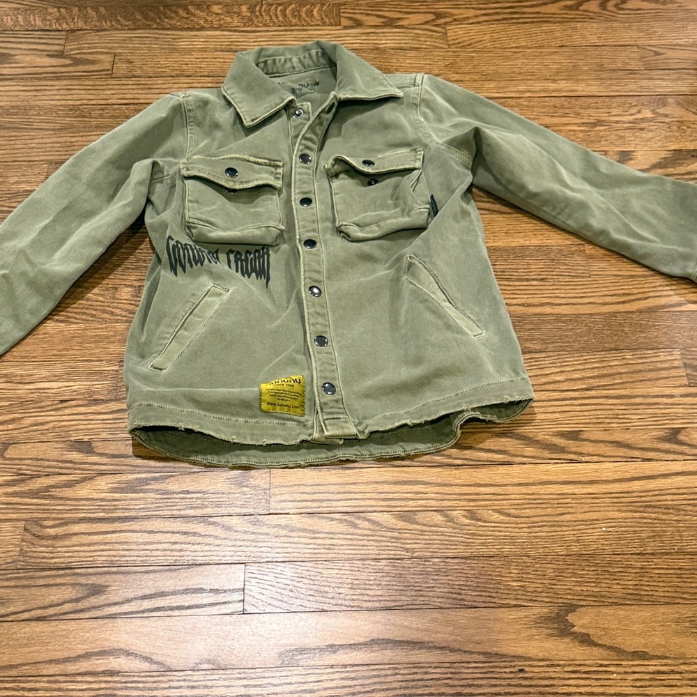 nununu Olive Green Jean Jacket for Kids Size 8-9